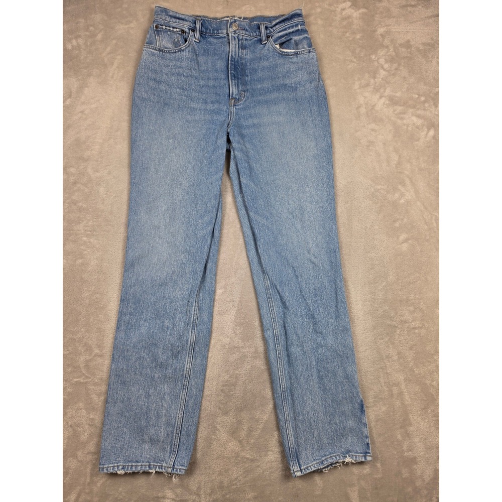 Abercrombie & Fitch Jeans Women 29/8R Blue 90s Straight Ultra High Rise Slit Hem